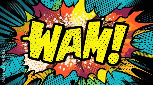 Dynamic Comic Book Style WAM! Explosion Graphic Design photo