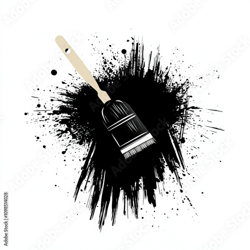 Paint Roller Silhouette, Bl...