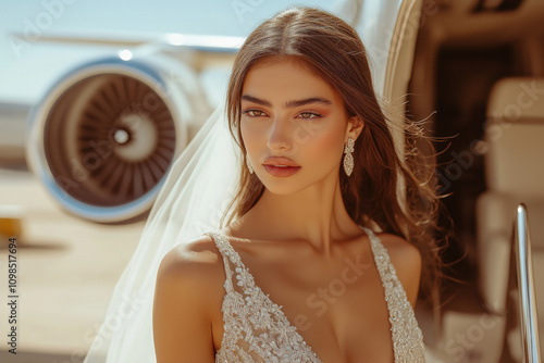 Bride Near An Airplane