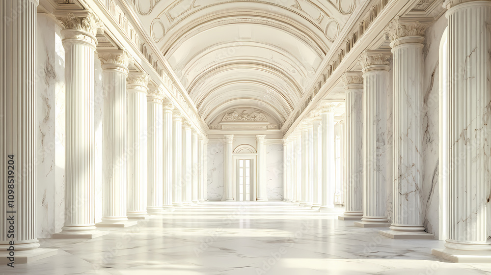 Obraz premium It features white marble columns and a classical design evoking a feeling of luxury and history. Baroque. Illustration
