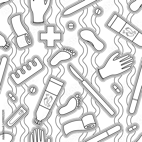 Sole Searching Endless Feet Line Art Illustration as Repeat Pattern Design