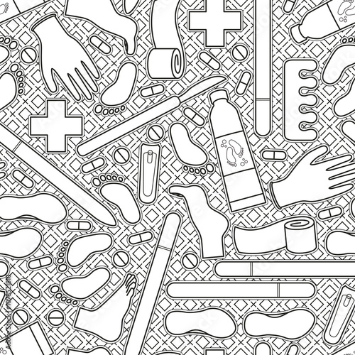 Sole Searching Endless Feet Line Art Illustration as Repeat Pattern Design