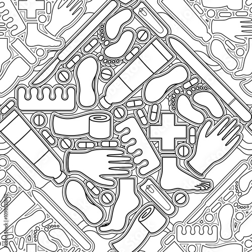 Sole Searching Endless Feet Line Art Illustration as Repeat Pattern Design