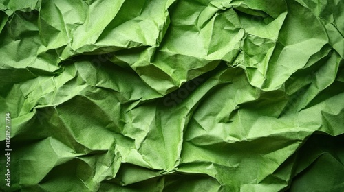 Abstract Textured Green Crumpled Paper Surface for Creative Design