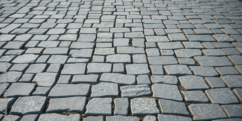 Fototapeta premium A close-up view of a cobblestone path, with the stones laid in a pattern that creates a sense of depth and texture.