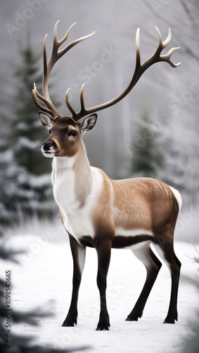 Wallpaper Mural Majestic Reindeer in Winter Wonderland Torontodigital.ca