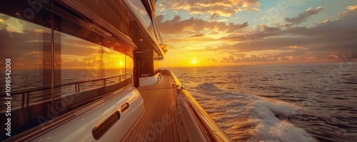 Obraz na płótnie Luxurious yacht sailing on the open ocean captured at sunset, symbolizing adventure and wealth w salonie