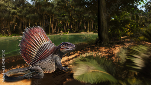Dimetrodon In Permo-Carboniferous Coal Swamp