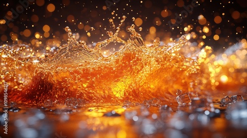 Cola liquid splashing and swirling in a dynamic, fluid-filled scene photo