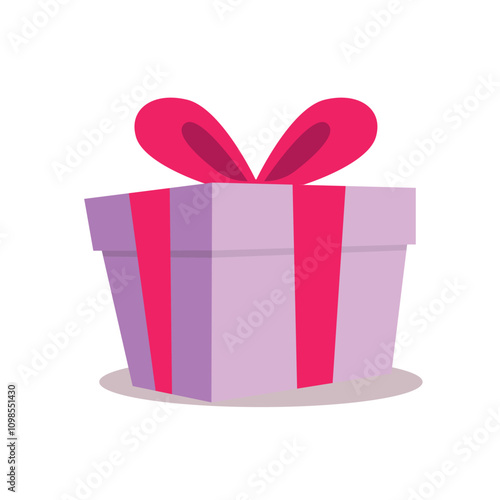 surprise red gift box, birthday celebration, special give away package, loyalty program reward, wonder gift with exclamation mark, vector icon, flat illustration