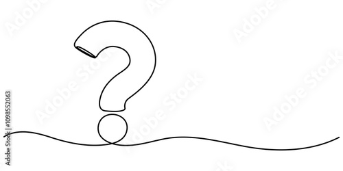 Question mark linear background. Continuous one line drawing of question mark. Vector illustration, Question mark one line drawing, Continuous linear drawing of question mark. One line drawing pro 