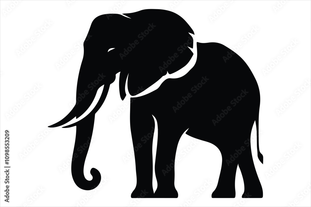 Fototapeta premium A black and White Elephant Silhouette