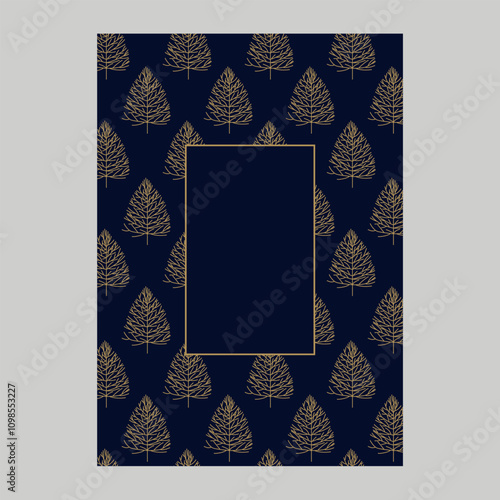 A holiday card with a Christmas tree, decorative plant elements, a background and a copy space. A universal template for a postcard.
