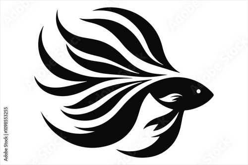 A black and white Fish Silhouette