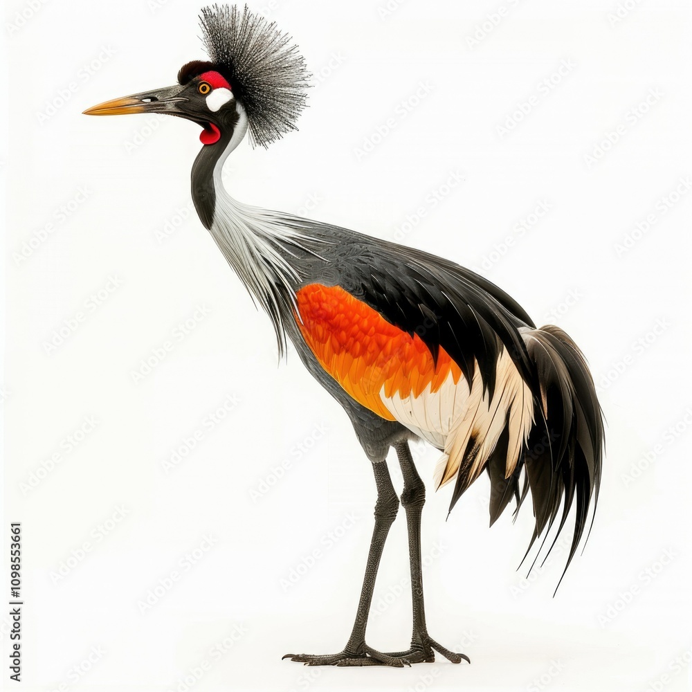 Fototapeta premium Black Crowned Crane 15 years old white background portrait.