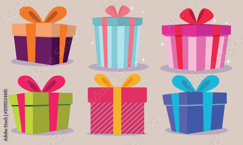 surprise red gift box, birthday celebration, special give away package, loyalty program reward, wonder gift with exclamation mark, vector icon, flat illustration