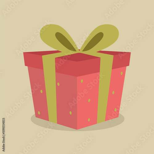 surprise red gift box, birthday celebration, special give away package, loyalty program reward, wonder gift with exclamation mark, vector icon, flat illustration