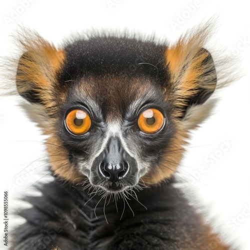 Crowned lemur  Eulemur coronatus  2 years old  in front of white background photo