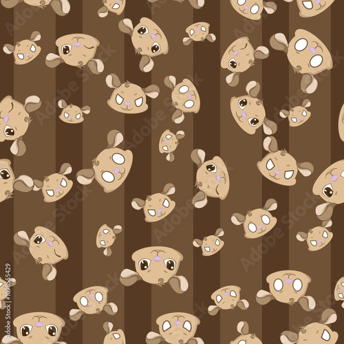 Expressive Gerbil Cartoon Repeat Pattern Design