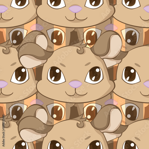 Expressive Gerbil Cartoon Repeat Pattern Design