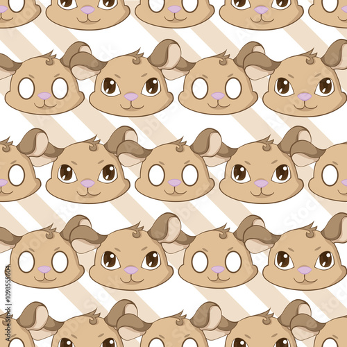 Expressive Gerbil Cartoon Repeat Pattern Design