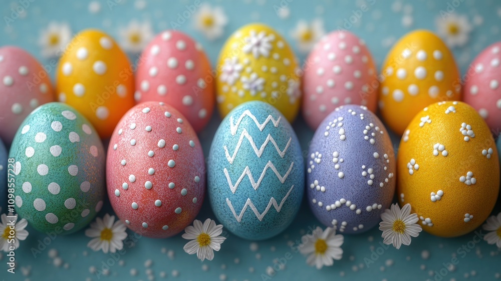 Obraz premium Colorful Decorative Easter Eggs Display