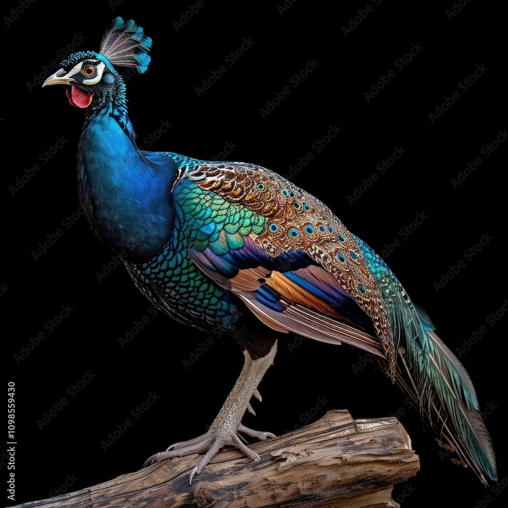 Obraz premium Peafowl against black background Offset