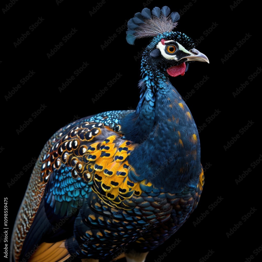 Obraz premium Peafowl against black background Offset