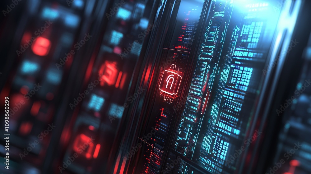 Obraz premium Futuristic Server Room Technology Interface