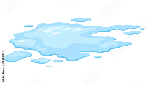 Obraz na płótnie Water spill puddle. Blue liquid shape in flat cartoon style. Clean fluid drop design element isolated on white background w salonie
