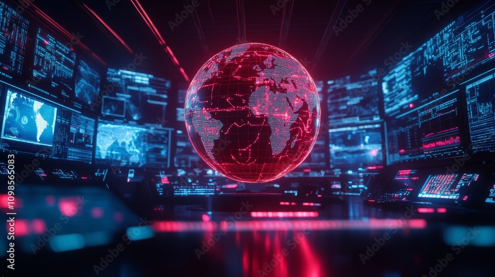 Obraz premium Global Network Control System Visualization