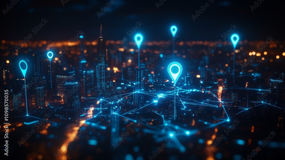 Obraz premium Global City Network - Futuristic Technology