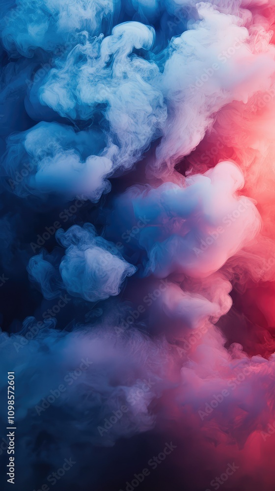 Naklejka premium Ethereal Smoke Particles Drifting and Dissipating in Air with Vibrant Colors, Creating a Dreamy Atmosphere for Artistic Backgrounds and Visual Effects