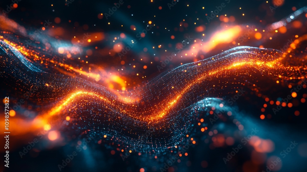 Fototapeta premium Abstract Glowing Particles Waves - Futuristic Technology Art