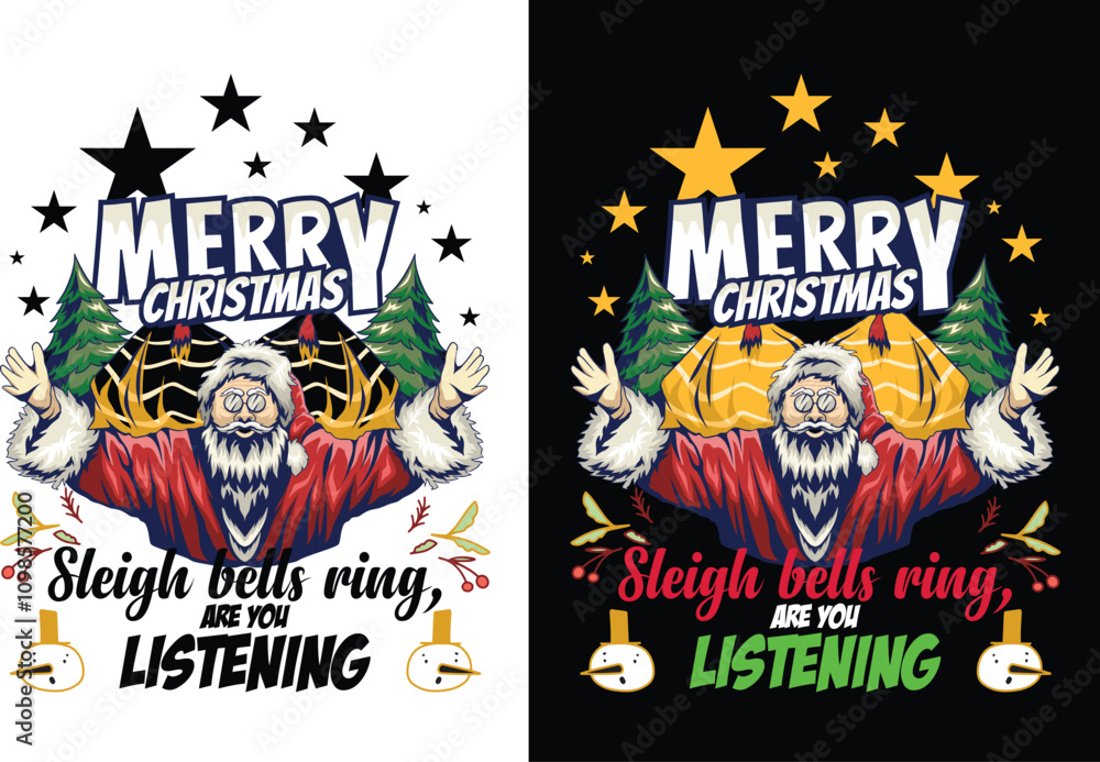 Fototapeta premium Print merry Christmas t shirt design