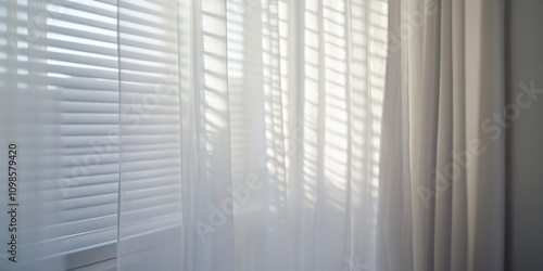 Wallpaper Mural A window with white blinds and a white curtain, perfect for interior design or decoration inspiration Torontodigital.ca