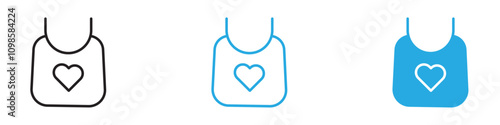 Baby bib icon Outline vector line set