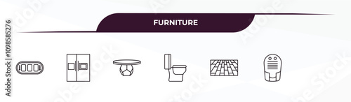 fully editable outline icon collection from furniture concept. thin line icons set such as card table, fridge, kitchen table, floor, dehumidifier,
