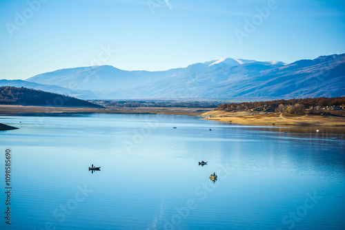 Fishing boats in a dam