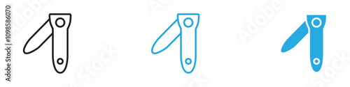 Nail clippers icon Outline vector line set