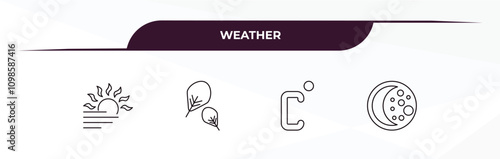fully editable outline icon collection from weather concept. thin line icons set such as foggy day, fall, celsius, waning moon,