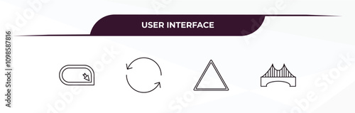 fully editable outline icon collection from user interface concept. thin line icons set such as corner widget, refresh button, triangular, bridge,