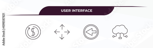 Free Download fully editable outline icon collection from user interface concept. thin line icons set such as repaying, four expand arrows, go back button, cloud with connection, - GFXLoad