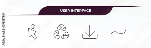 fully editable outline icon collection from user interface concept. thin line icons set such as wait cursor, recycle, downloading, curve line,