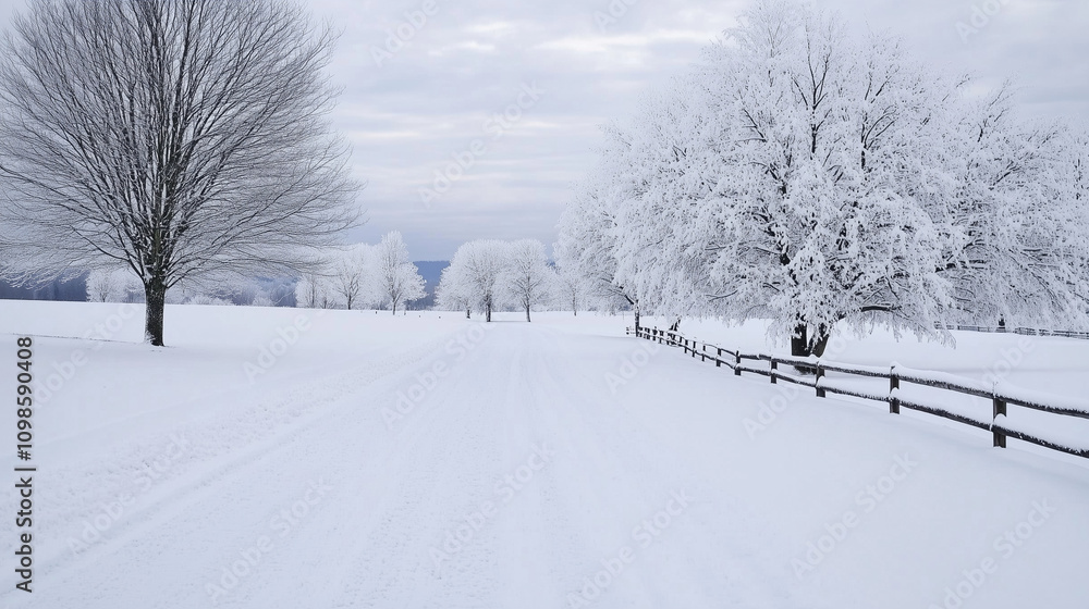 Fototapeta premium Winter Landscape with Frosty Mornings and Icy Details