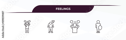 fully editable outline icon collection from feelings concept. thin line icons set such as annoyed human, lonely human, pissed human, safe