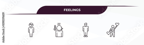 fully editable outline icon collection from feelings concept. thin line icons set such as stupid human, sick human, free human, in love