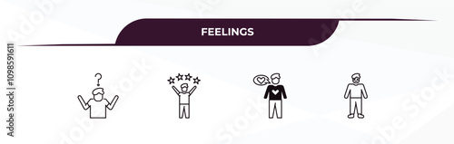 fully editable outline icon collection from feelings concept. thin line icons set such as confused human, great human, alive human, depressed
