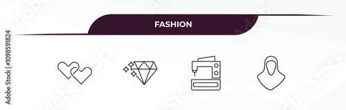 fully editable outline icon collection from fashion concept. thin line icons set such as fiance, jewel, electrical appliances, coif,