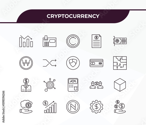 fully editable outline icon collection from cryptocurrency concept. thin line icons set such as loss, cash hine, banker, economy gear, saving,